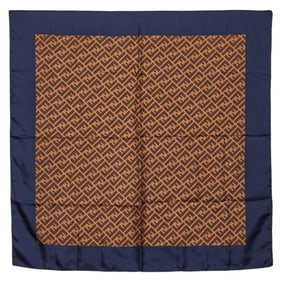 Fendi Zucca Scarf/Muffler in Brown and Navy Silk for Women