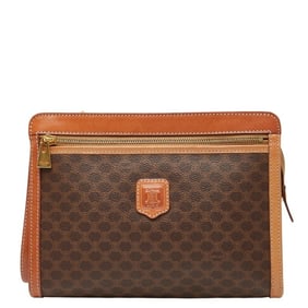 Celine Macadam Clutch Bag Brown Leather Women's CELINE