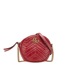 Gucci GG Marmont Heart Round Crossbody Chain Shoulder Bag 550154 Red Leather Women's GUCCI