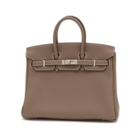 Hermes Hermès Birkin 25 Handbag, Togo Etoupe, Silver Hardware, Double Stamp