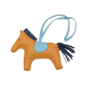 Hermes Hermès Rodeo MM Bag Charm Jaune D'or Celeste Blue de Malte A Stamp