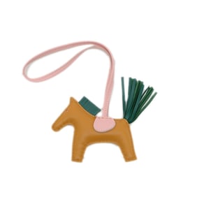 Hermes Hermès Rodeo PM Bag Charm, Sesame, Malachite, Rose Sakura, Z Stamp