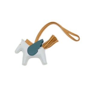 Hermes Hermès Rodeo Pegasus PM Bag Charm, Bleu Brume, Sesame Vert, Z Stamp
