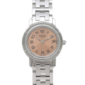 Hermès Clipper Women's Watch with Pink Gold Dial, Stainless Steel Quartz Movement, CL4.210