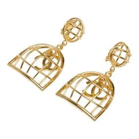 Vintage Chanel Coco Mark Birdcage Earrings, Gold Plated, Women's, CHANEL