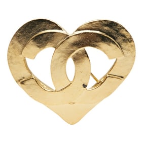 Vintage Chanel Coco Mark Heart Brooch, Gold Plated, Women's