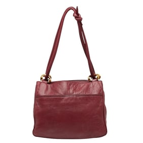 LOEWE Anagram Shoulder Bag Wine Red Leather Women's
