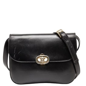 Celine Triomphe Crossbody Shoulder Bag in Black Leather for Women