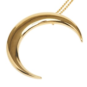 Yves Saint Laurent Saint Laurent Crescent Moon Long Necklace, Gold Plated, Women's, SAINT LAURENT