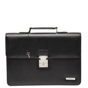 Saint Laurent business bag, handbag, black leather, men's, SAINT LAURENT