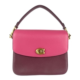 Coach shoulder bag/handbag in pink and burgundy leather, women's z7194