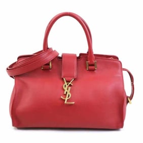 Saint Laurent Baby Cabas Leather Handbag/Shoulder Bag in Red and Gold, Women's, 424868 r10823a