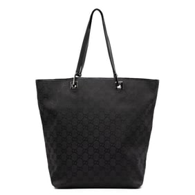 Gucci GG Canvas Shoulder Bag Tote 31243 Black Leather Women's GUCCI