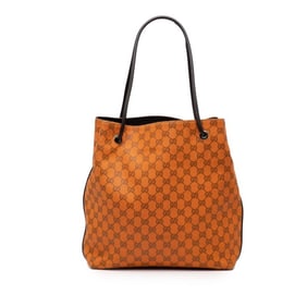 Gucci GG Canvas Tote Bag Shoulder 257275 Orange Leather Women's GUCCI