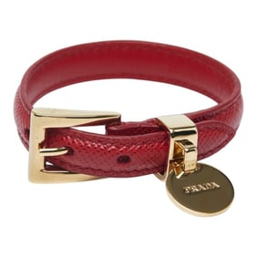 Prada logo belt bracelet in red gold plated leather for women