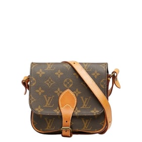 Louis Vuitton Monogram Mini Cartouchiere Crossbody Shoulder Bag M51254 Brown PVC Leather Women's