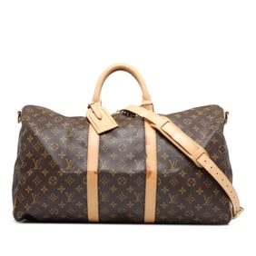 Louis Vuitton Monogram Keepall Bandouliere 50 Boston/Shoulder Bag, 2-Way, M41416, Brown PVC Leather,