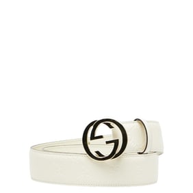 Gucci Interlocking G Belt, Size: 80/32, 370543, White Leather, Women's, GUCCI