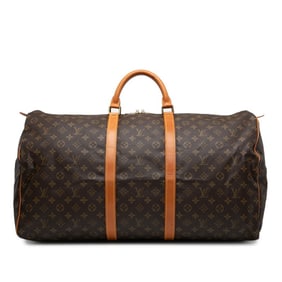 Louis Vuitton Monogram Keepall 60 Boston Bag/Travel Bag M41422 Brown PVC Leather Women's LOUIS