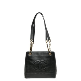 CHANEL Coco Mark Shoulder Bag in Black Caviar Skin for Women