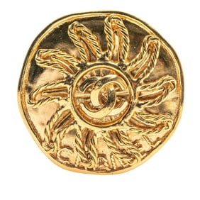Chanel Coco Mark Sun Brooch, Gold Plated, Women's, CHANEL