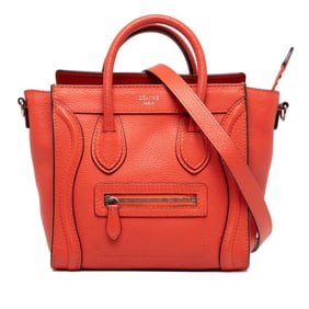 Celine Luggage Nano Shopper Handbag/Shoulder Bag, 2-Way, Red Leather, Women's, CELINE