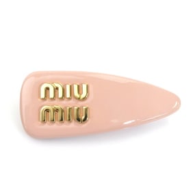 Miu Miu Miu Barrette Hair Accessory, Patent Leather and Metal, Pink Beige Gold, Women's, e60989g