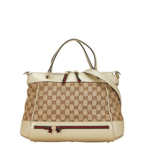 Gucci GG Canvas Mayfair Sherry Line Handbag/Shoulder Bag 2WAY 269894 Beige Leather Women's GUCCI