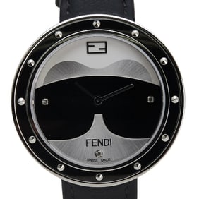 Fendi My Way 3-Piece Diamond Quartz Watch with Silver Dial, Stainless Steel and Leather Strap for