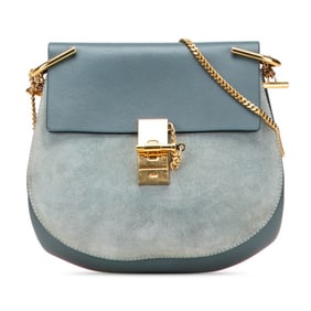 Chloé Chloe Drew Chain Shoulder Bag in Blue Leather and Suede for Women