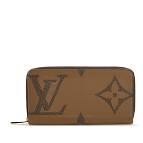Louis Vuitton Monogram Giant Reverse Long Wallet with Round Zipper, M69353, Brown Leather, Women's,