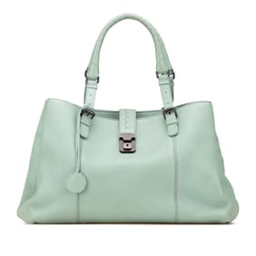 Bottega Veneta Intrecciato Roma handbag in green leather for women.