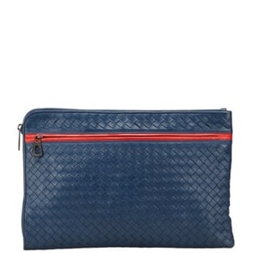 Bottega Veneta Intrecciato Clutch Bag in Navy and Red Leather for Men