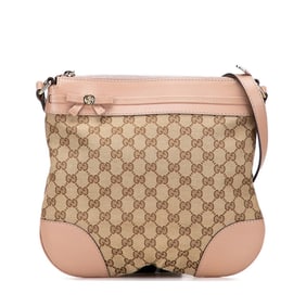Gucci GG Canvas Princess Crossbody Shoulder Bag 257065 Beige Pink Leather Women's GUCCI