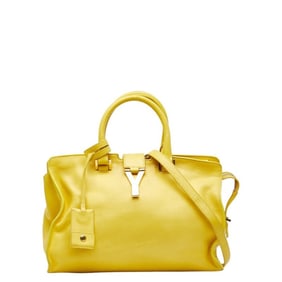 Saint Laurent Petit Cabas Y-Line Handbag/Shoulder Bag, 2-Way, Yellow Leather, Women's, SAINT LAURENT