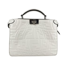 Fendi Peekaboo I See You Leather Shoulder Bag, White, Men's, 7VA530 AFSP z7170