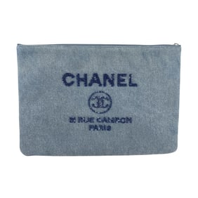 CHANEL Deauville Denim Sequin Clutch Bag, Blue, Women's, z7224