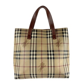 Burberry Handbag Tote Bag Leather Beige Multicolor Brown Women's Z7165