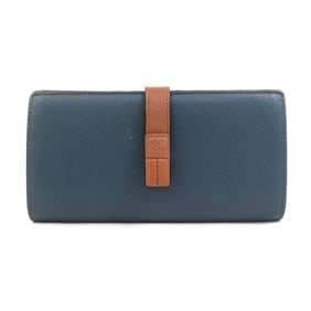 LOEWE Bi-fold Long Wallet Leather Navy x Brown Men's Women's h31622a