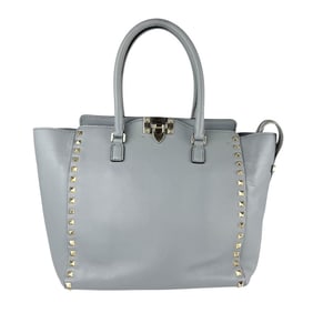 Valentino Garavani Women's Rockstud Leather Shoulder Bag in Gray and Gold (Z7157)