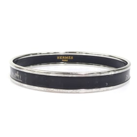 Hermes Hermès bangle bracelet in enamel, metal, silver and black, women's, w1299a