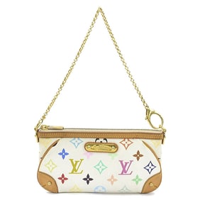 Louis Vuitton Mila MM Monogram Multicolore Handbag Pouch in Blanc and Gold, Women's, M60096 (w1286a)