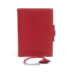 Hermès HERMES notebook cover and bookmark set, leather, red, orange, silver, for men women, w1290a