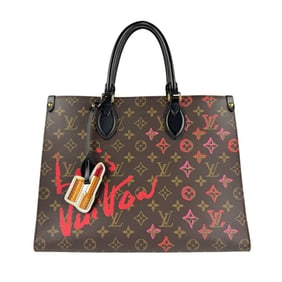 Louis Vuitton Fall in Love Monogram Handbag, Hong Kong Exclusive, On the Go MM Canvas, Brown,