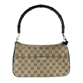Gucci Bamboo GG Canvas Handbag, Brown, Women's, Z7166