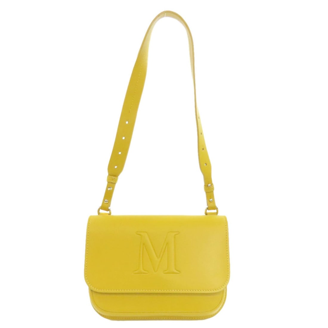 Max Mara logo shoulder bag leather women's MAX MARA: --- Catalog ---Category: SizeSize (HxWxD): 15cm x 22cm x 3cm / 5.9'' x 8.66'' x 1.18''Strap Length: 46cm - 68cm / 18.11'' - 26.77''Category: DesignType: Shoulder bagColor: YellowGender: WomenClosure:
