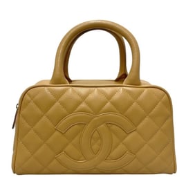 CHANEL Mini Boston Bag A20996, Leather, Women's, No. 8, Caviar Skin, Black, Bowling Style
