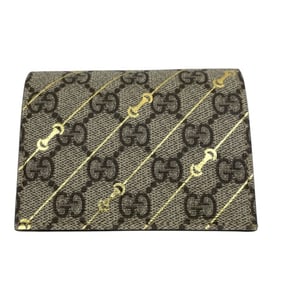 GUCCI GG Supreme Compact Wallet 774332 Women's Horsebit Print Bifold