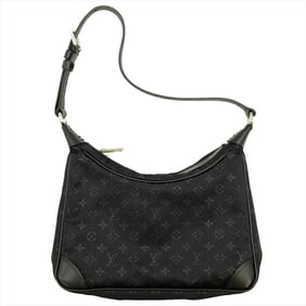 Louis Vuitton Little Boulogne Noir Shoulder Bag Monogram Satin M92142 Black SR0061 Women's