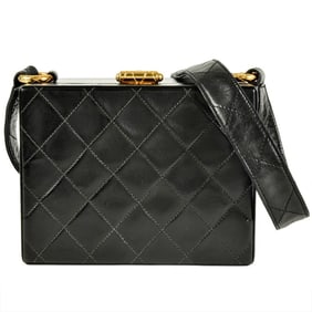 CHANEL Coco Mark Matelasse Box Shoulder Bag Lambskin Black